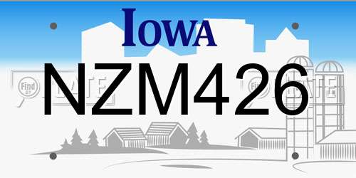 NZM426 Iowa License Plate
