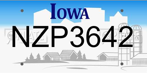 NZP3642 Iowa License Plate
