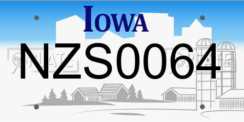 NZS0064 Iowa License Plate