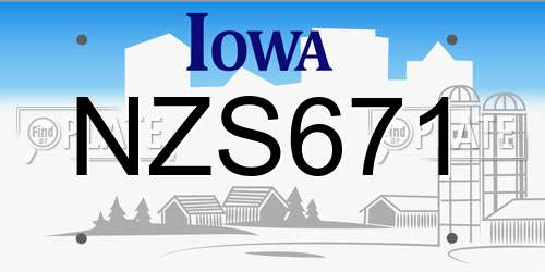 NZS671 Iowa License Plate