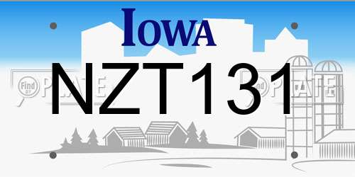 NZT131 Iowa License Plate