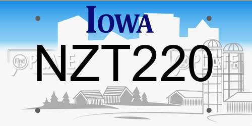 NZT220 Iowa License Plate