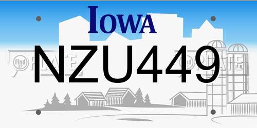 NZU449 Iowa License Plate