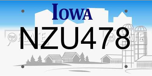 NZU478 Iowa License Plate