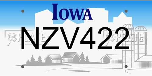 NZV422 Iowa License Plate
