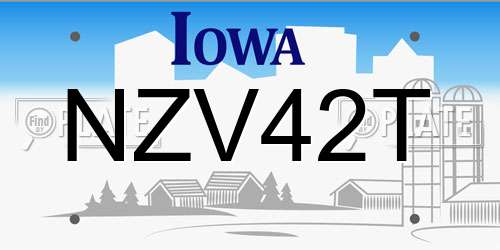 NZV42T Iowa License Plate