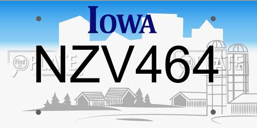 NZV464 Iowa License Plate