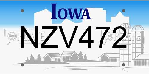 NZV472 Iowa License Plate