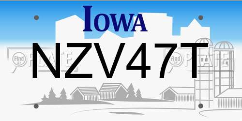 NZV47T Iowa License Plate