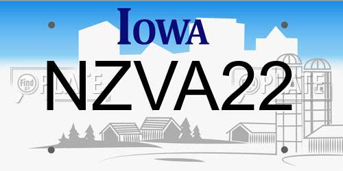 NZVA22 Iowa License Plate