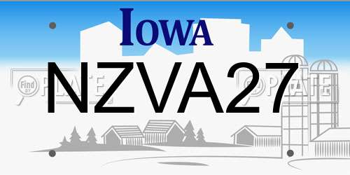 NZVA27 Iowa License Plate