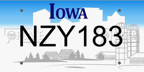 NZY183 Iowa License Plate