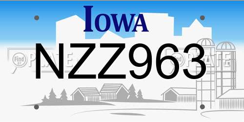 NZZ963 Iowa License Plate