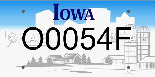 O0054F Iowa License Plate