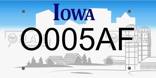 O005AF Iowa License Plate