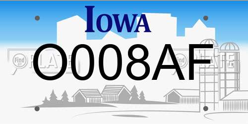 O008AF Iowa License Plate