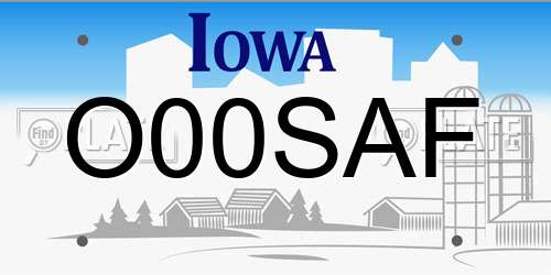 O00SAF Iowa License Plate