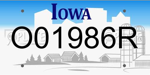 O01986R Iowa License Plate