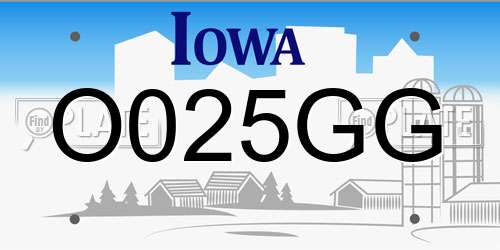 O025GG Iowa License Plate