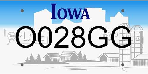 O028GG Iowa License Plate