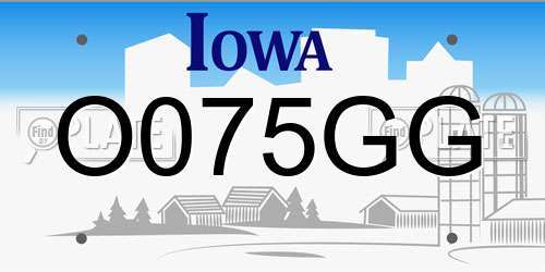 O075GG Iowa License Plate