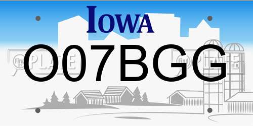 O07BGG Iowa License Plate