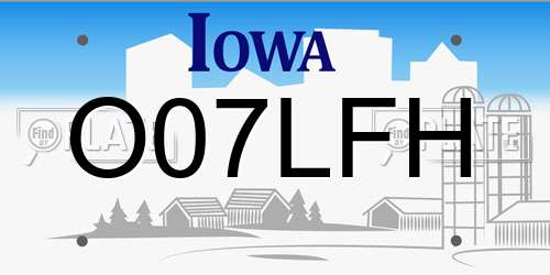 O07LFH Iowa License Plate
