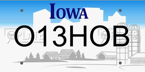 O13HOB Iowa License Plate