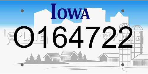 O164722 Iowa License Plate