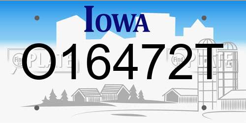 O16472T Iowa License Plate
