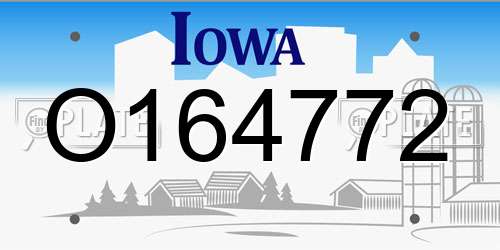 O164772 Iowa License Plate