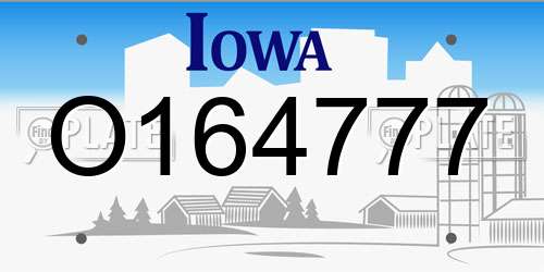 O164777 Iowa License Plate