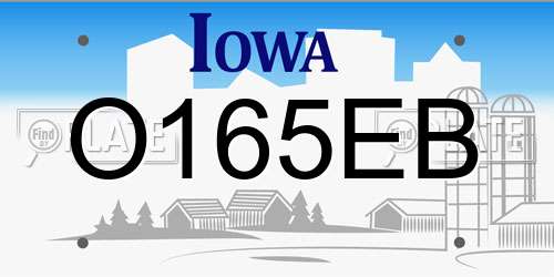 O165EB Iowa License Plate