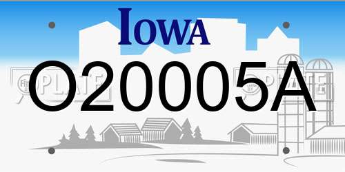 O20005A Iowa License Plate