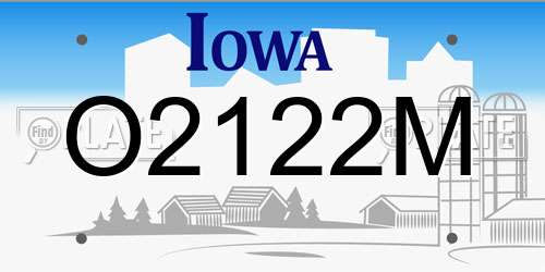 O2122M Iowa License Plate