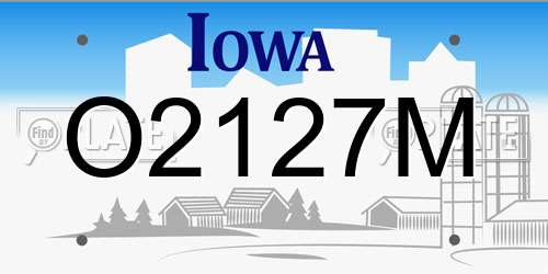 O2127M Iowa License Plate