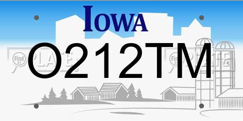 O212TM Iowa License Plate
