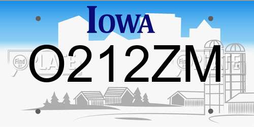 O212ZM Iowa License Plate