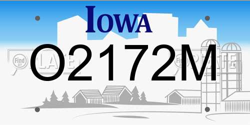 O2172M Iowa License Plate
