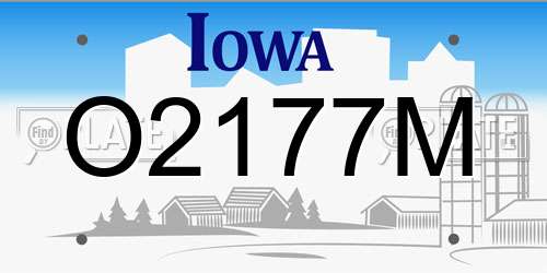 O2177M Iowa License Plate