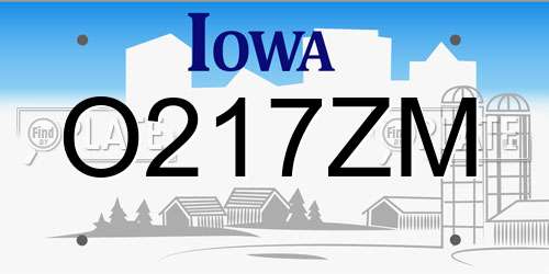 O217ZM Iowa License Plate