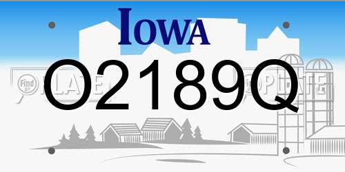 O2189Q Iowa License Plate