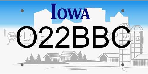 O22BBC Iowa License Plate