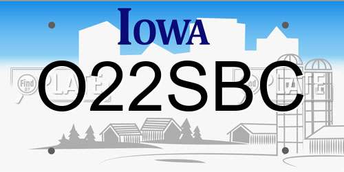 O22SBC Iowa License Plate