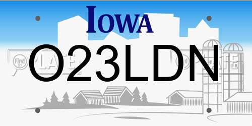 O23LDN Iowa License Plate
