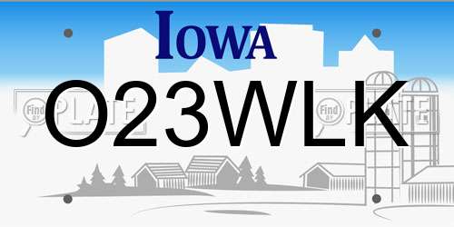 O23WLK Iowa License Plate