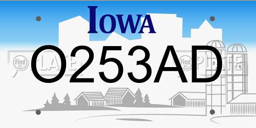 O253AD Iowa License Plate