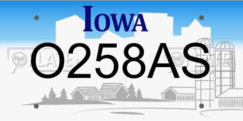 O258AS Iowa License Plate