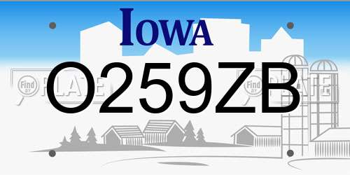 O259ZB Iowa License Plate