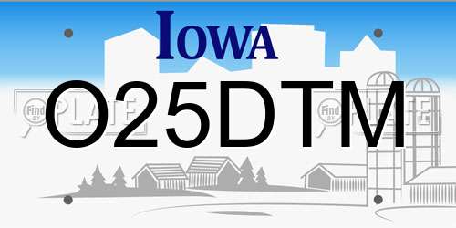 O25DTM Iowa License Plate